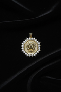 14K ICED- OUT LION HEAD MEDALLION PENDANT