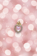 14K ROYAL PRINCESS PINK OPAL HEART CROWN PENDANT PANDORA