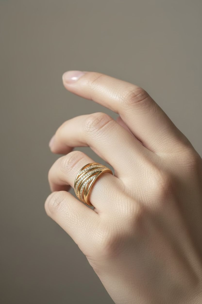 14K WIDE ROLLING STYLE WAVE RING X000022296