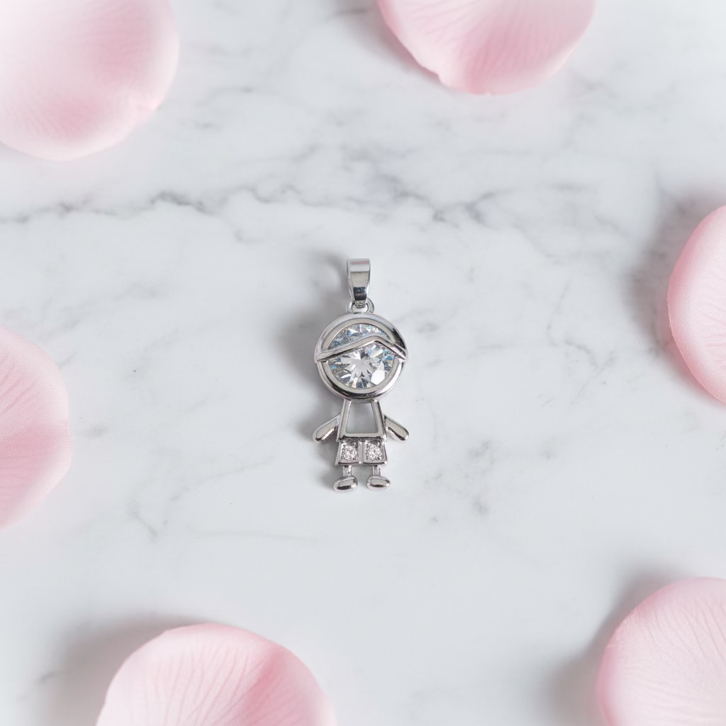 WHG MICRO-PAVE CUBIC ZIRCONIA LITTLE BOY CHARM PENDANT