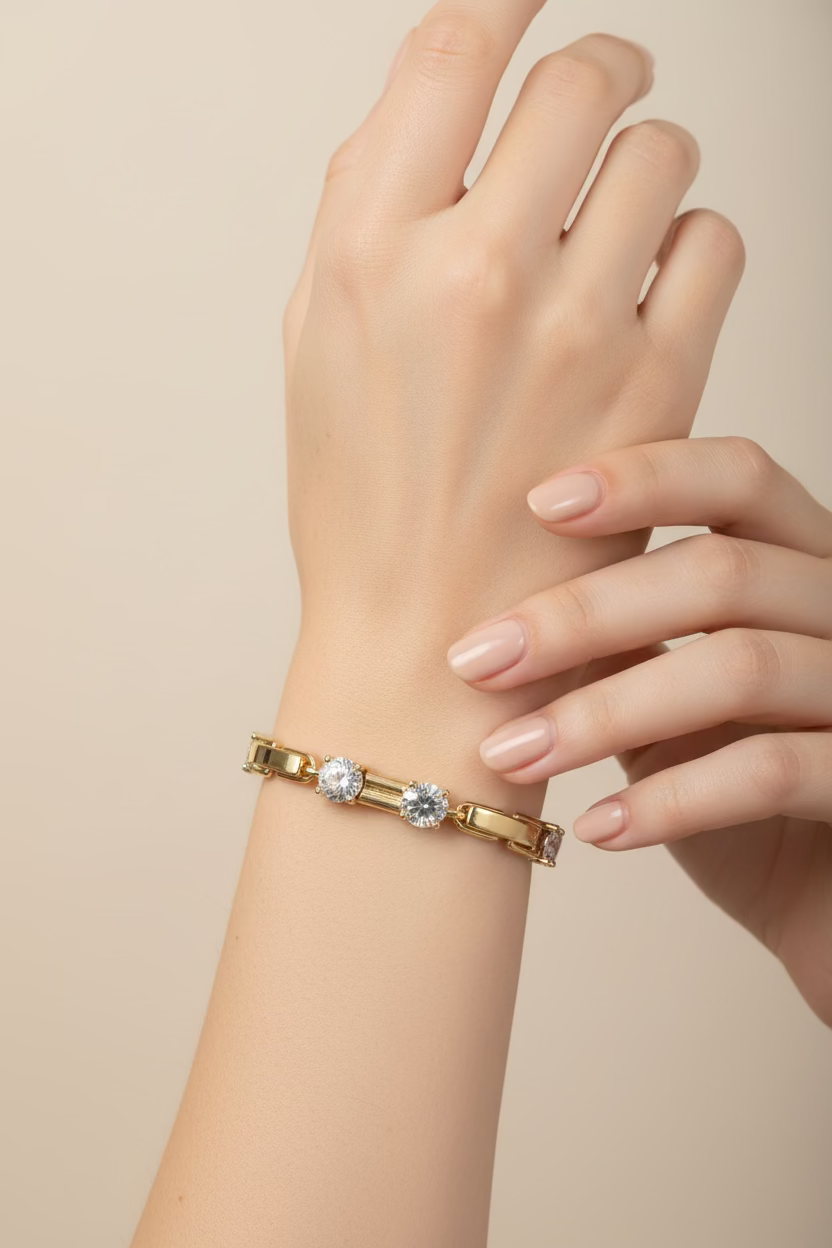 14K BAGUETTE AND ROUND CUT TENNIS BRACELET 320