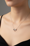 STS RHINESTONE BOW PENDANT NECKLACE