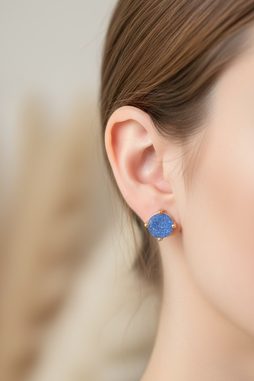 14K BLUE SIMULATED DIAMOND GALAXY STUD EARRING RH-03420007