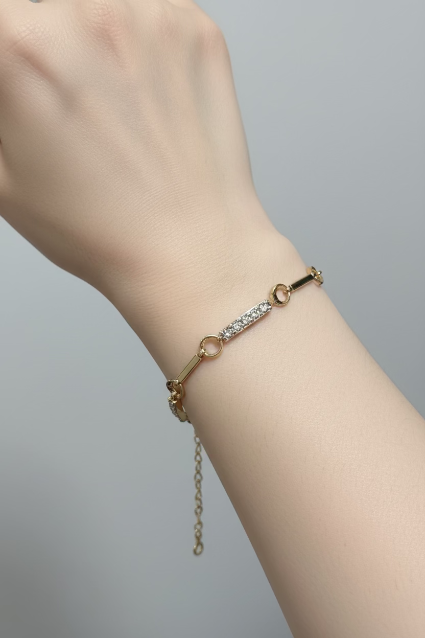 14K CHUANGMEI RHINESTONE LINK BRACELET MS-02460004