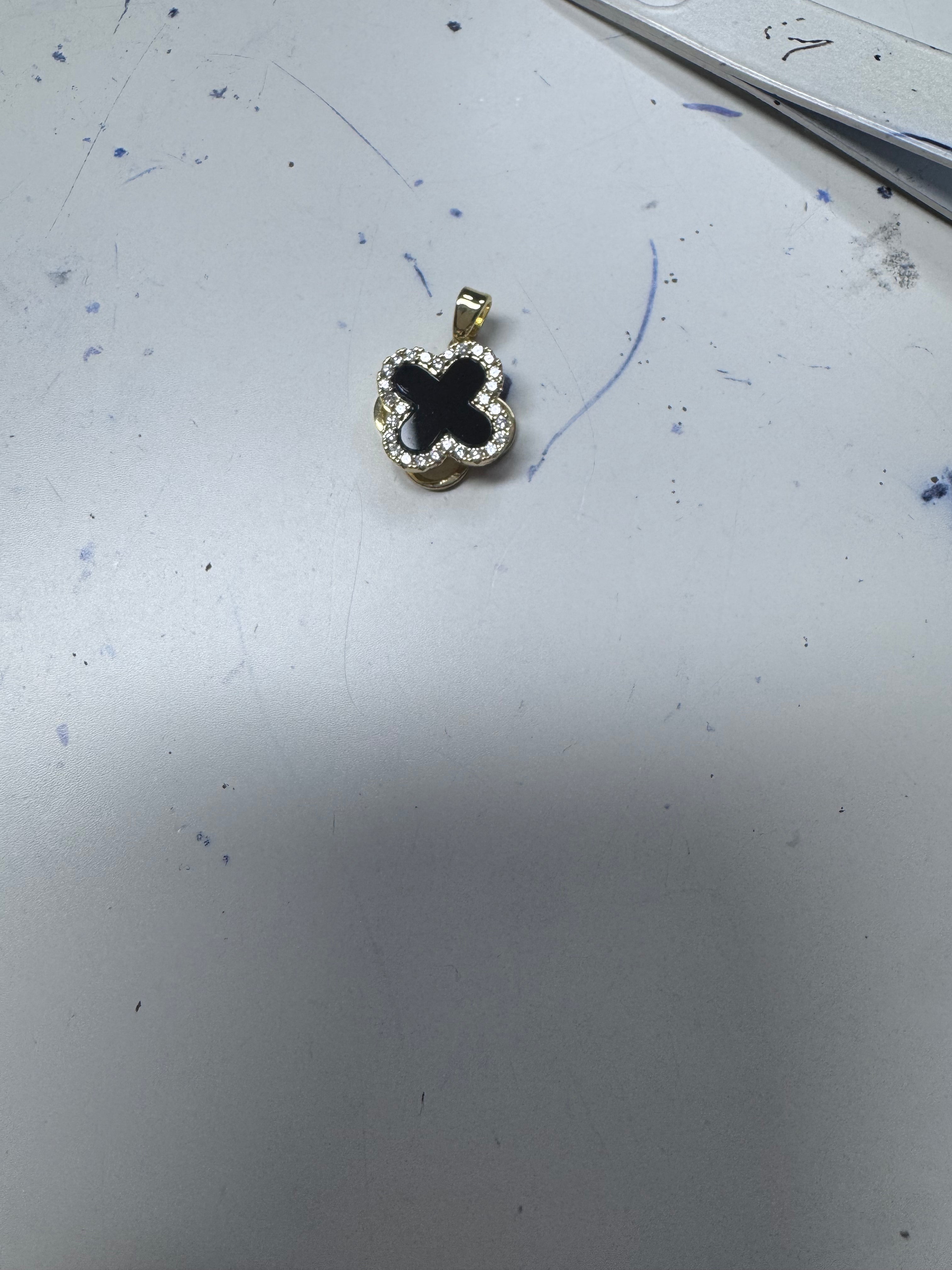14K BLACK CLOVER PINNER PENDANT