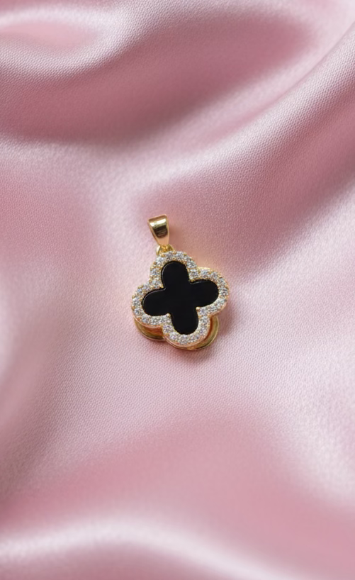 14K BLACK CLOVER SPINNER PENDANT