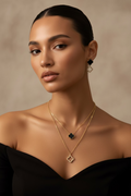14K BLACK CLOVER DOUBLE LAYER 2PC SET CX326A