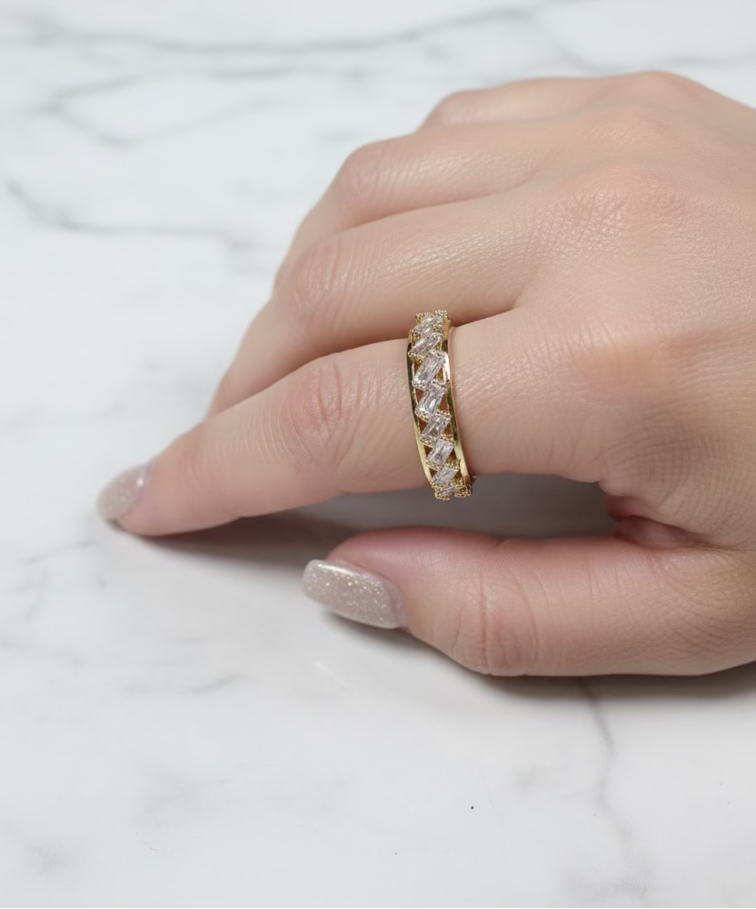 14K CLEAR BAGUETTE BAND RING GJ-27180003