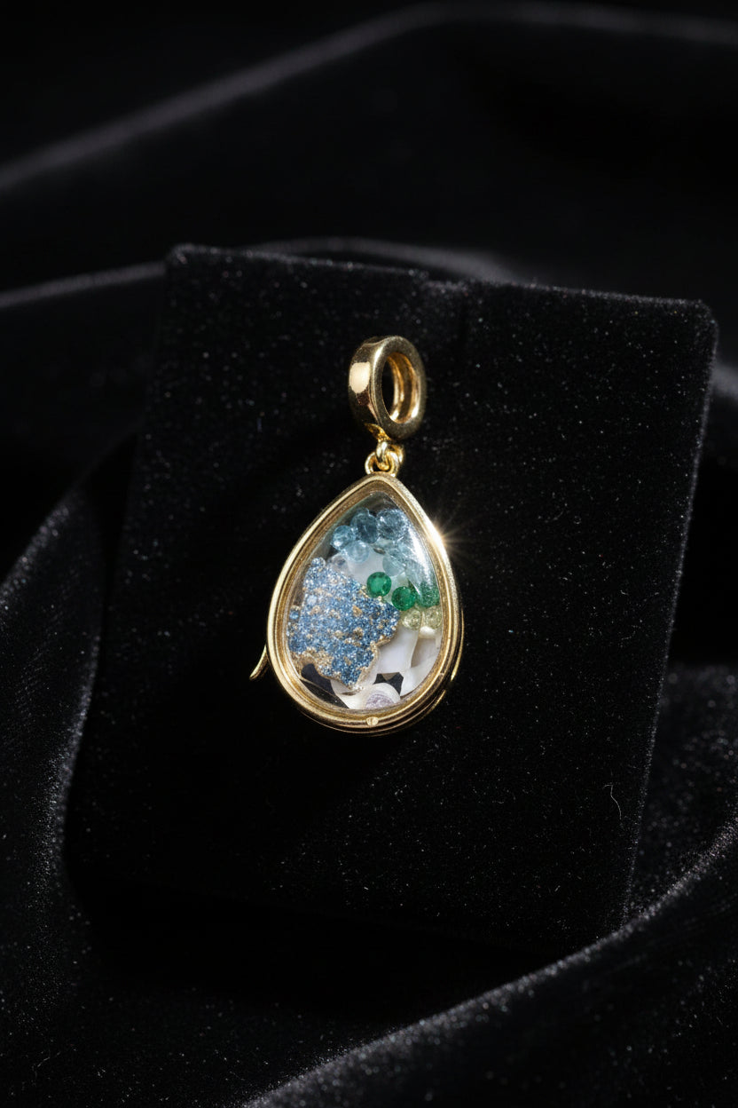 14K MULTI COLOR TEARDROP SHAKER PENDANT PANDORA