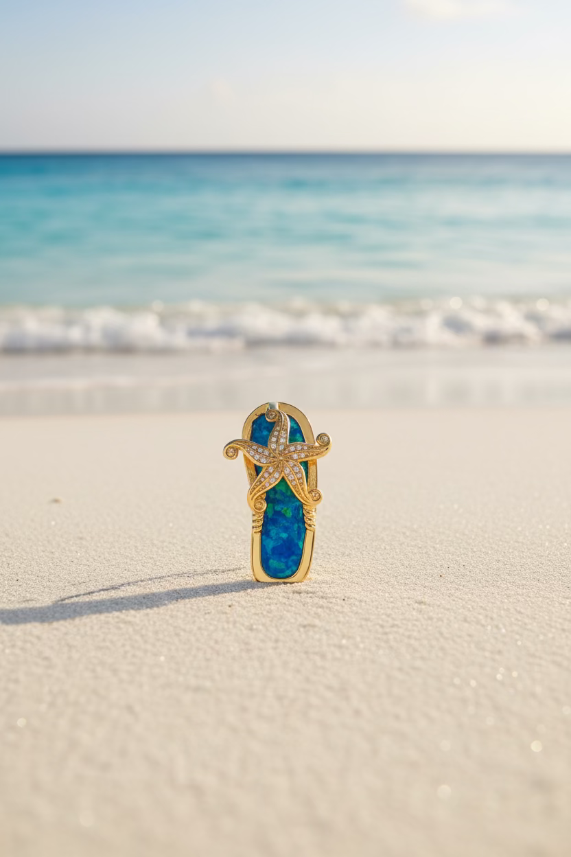 14K SEASTAR FLIP FLOP SHOE PENDANT