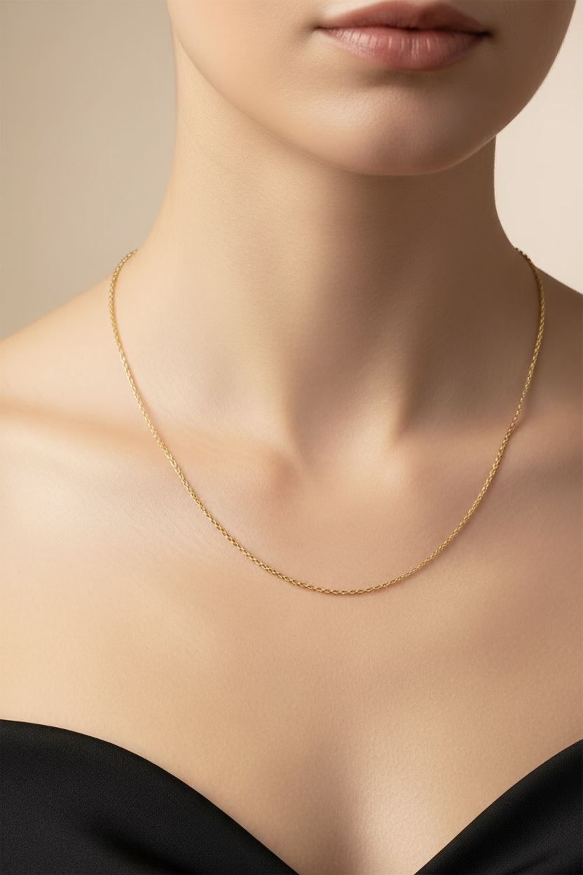 14K NEEDLE CHAIN NECKLACE 18INC