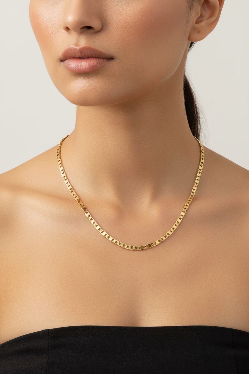 14K FLAT MARINER LINK CHAIN NECKLACE 3.5N-60CM LCC-34720008