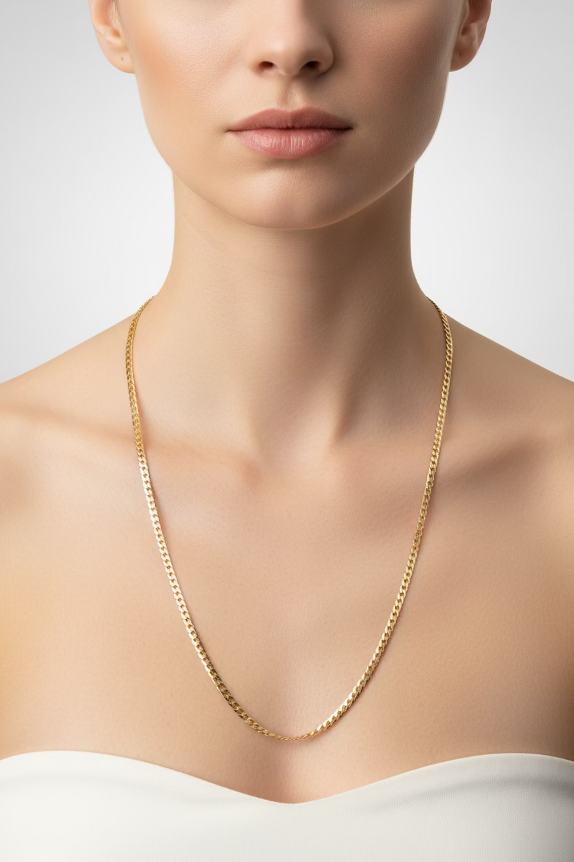 14K CUBAN CURB LINK NECKLACE 3N-60CM LCC-28810062