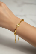 14K 6N CATHOLIC ROSARY BRACELET 6N-22CM CS-15810003