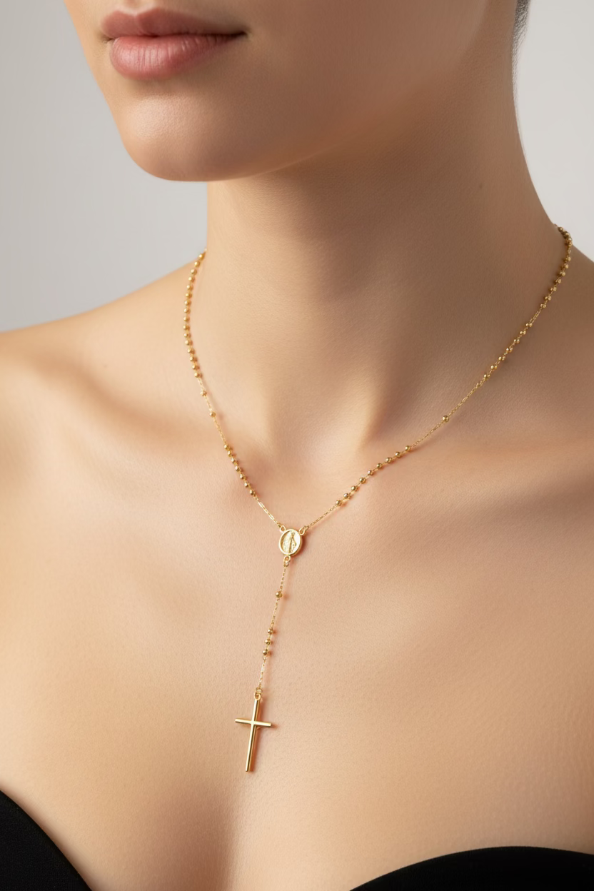 14K 3N CATHOLIC ROSARY NECKLACE 3N-45CM LA-01870001