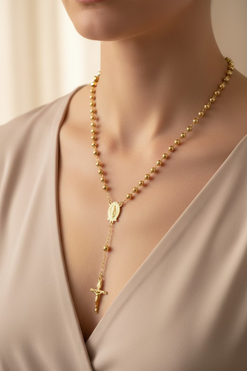 14K 6N OUR LADY GUADALUPE CENTERPIECE MEDAL 6N-60CM LA-01510003