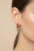 14K RED AND BLACK ENAMEL SNAKE HOOP EARRINGS X001100467