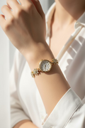 14K LADIES FLOWER BRACELET QUARTZ WATCH