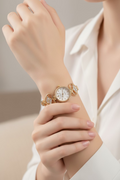 14K LADIES HEART AND LOVE BRACELET QUART WATCH