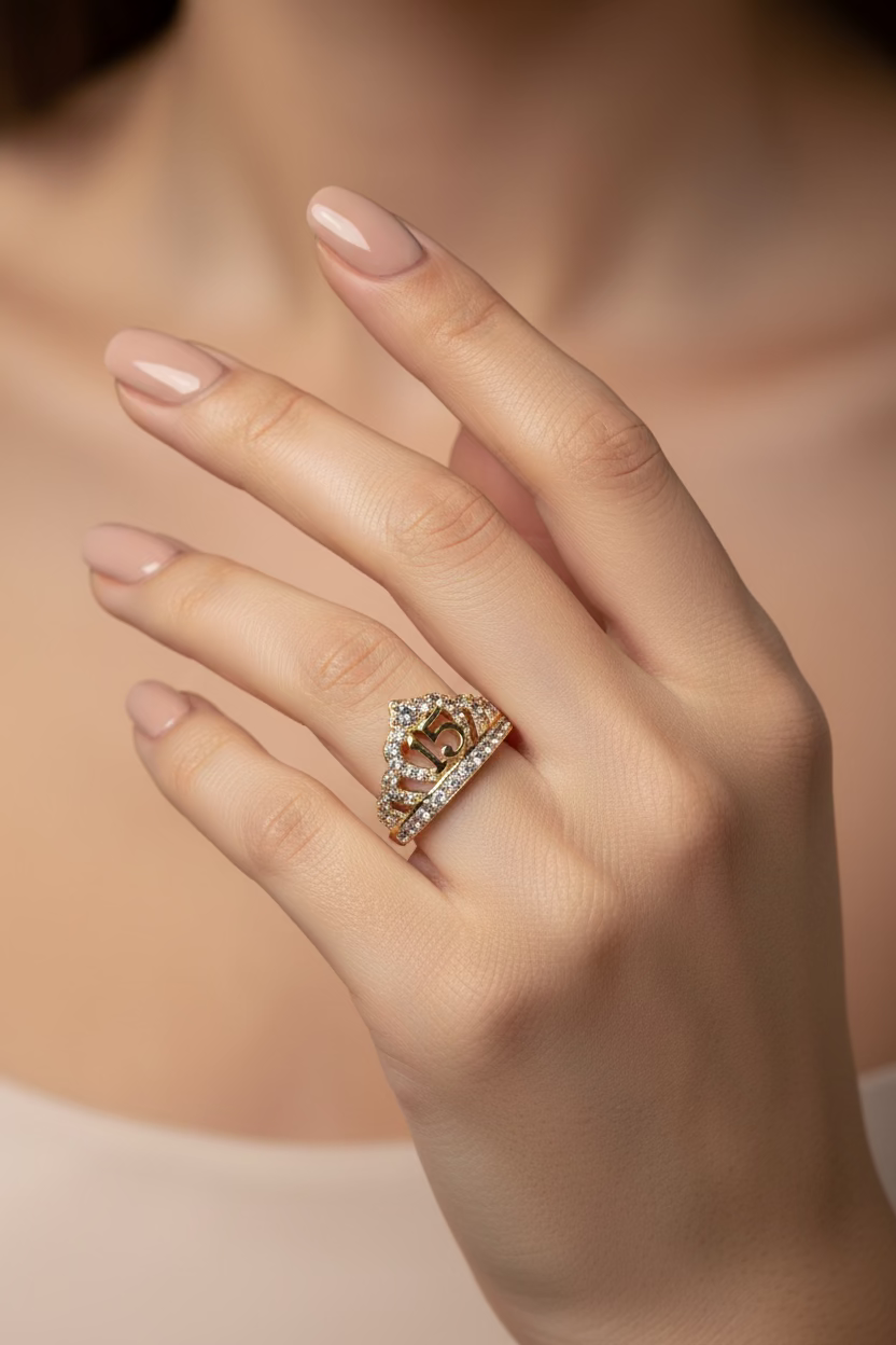 14K SWEET 15 TIARA CROWN RING X001248932