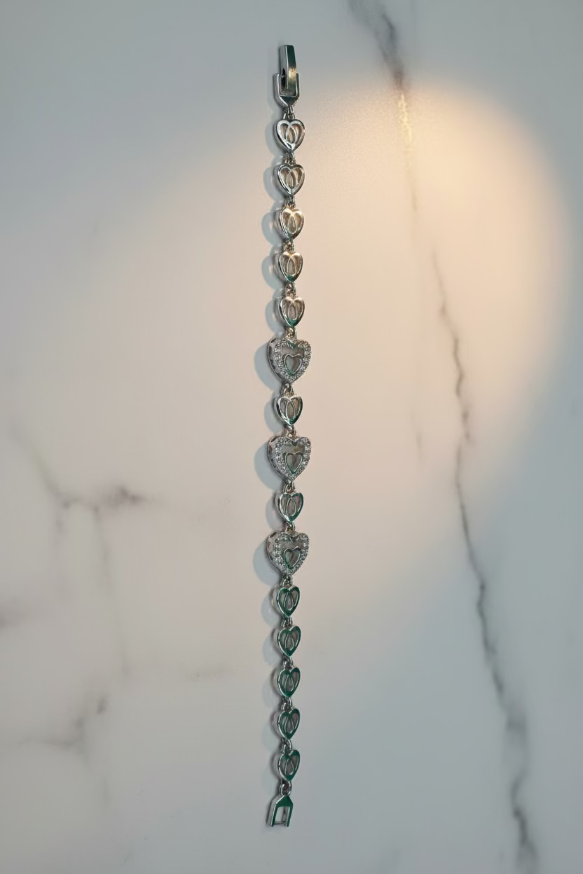 WHG HEART 'CZ" LINK BRACELET ZM