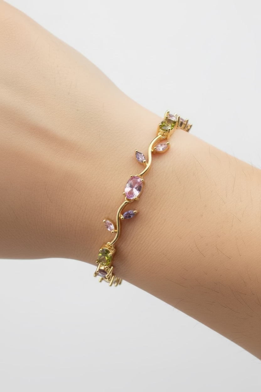 14K MULTI-COLORED FLORAL DESIGN BRACELET MS-36200008