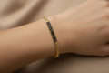 14K RECTANGULAR BLACK STONES TENNIS BRACELET ZM
