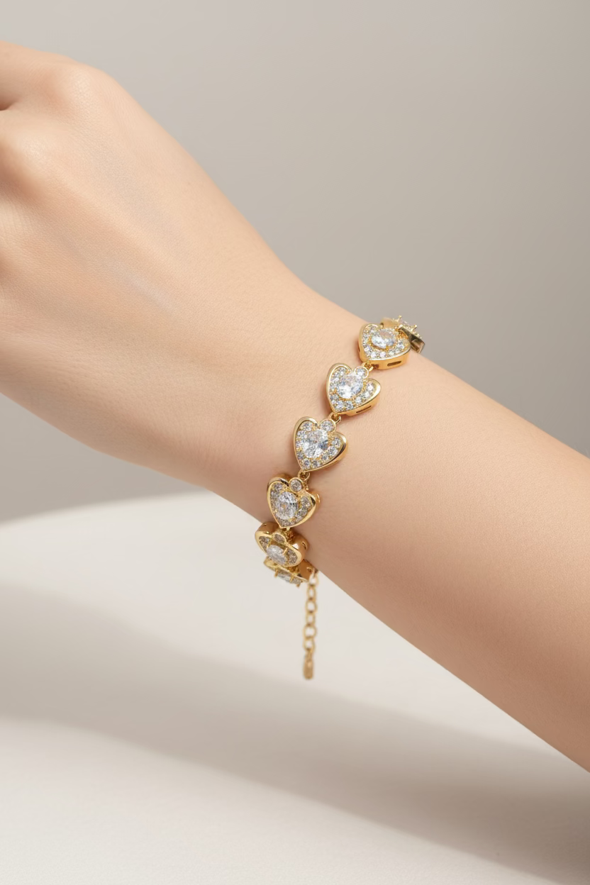 14K HEART-SHAPED TENNIS BRACELET X001238699