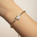 14K CENTRAL HEART "CZ" WITH BALL CHAIN BRACELET RQ