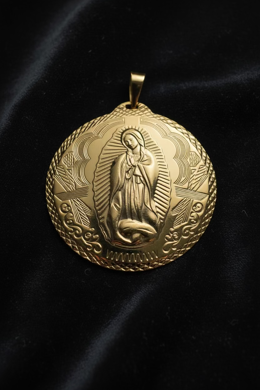 14K MEDALLION VIRGEN OF GUADALUPE DESIGN PENDANT X000957618