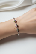 WHG MULTI-COLOR CZ RHOMBUS CLUSTER LINK BLACELET 19CM MS-15740202