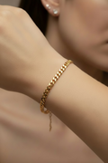 14K 7IN+3EXT PLATED CLASSIC CUBAN LINK CHAIN BLACELET 18CM+3EXT X001195715