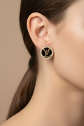14K BLACK DESIGNER-INSPIRED LV MONOGRAM HALO RING