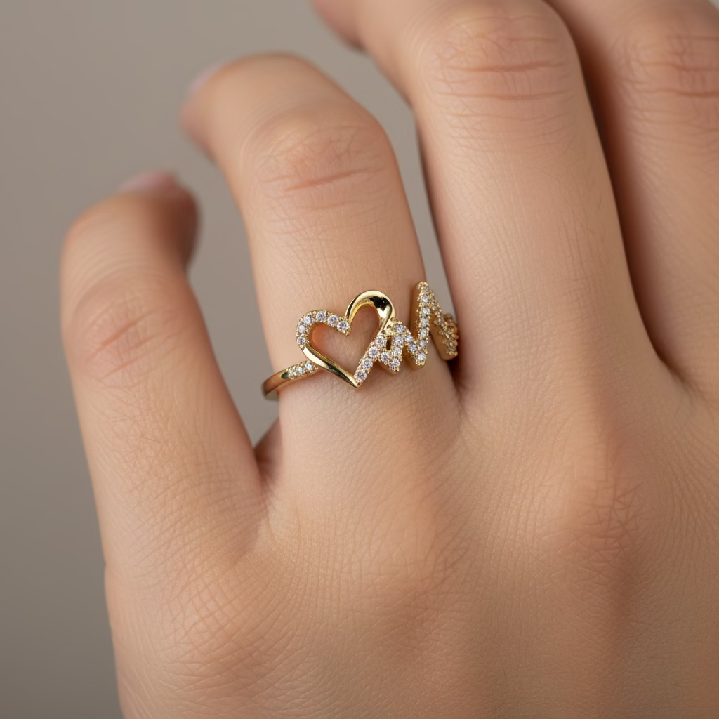 14K DIAMOND HEARTBEAT HEART RING X001218157