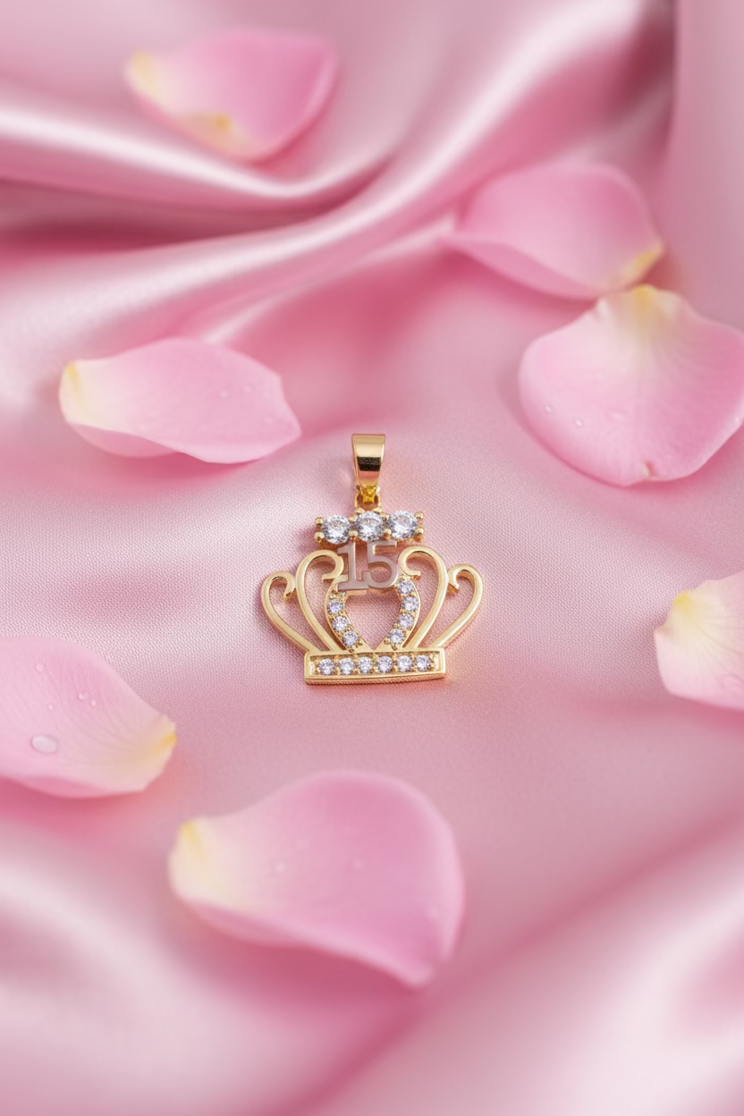 14K SWEET 15 PRINCESS TIARA CHARM