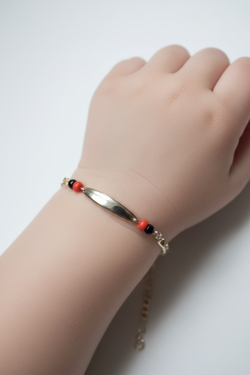 14K 16CM AZABACHE BABY ID BLACELET