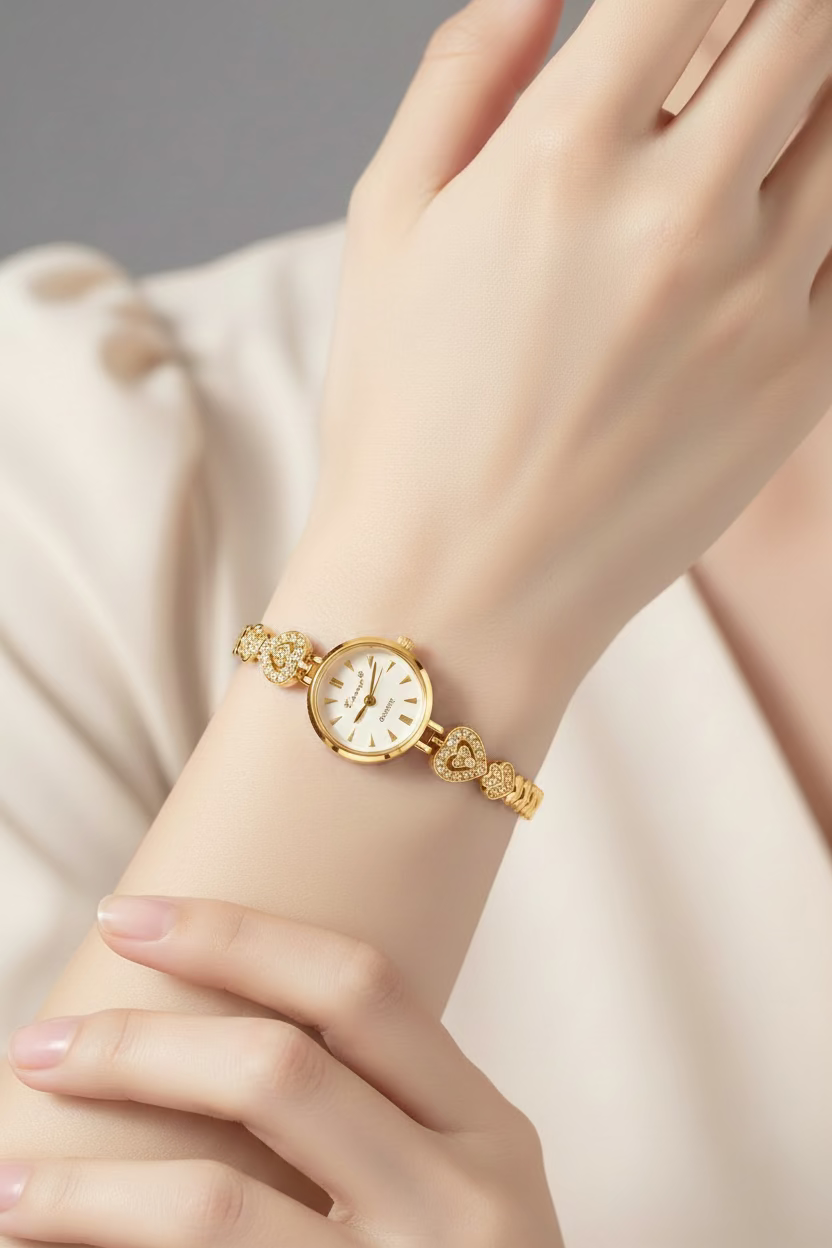 14K XINAER HEART-LINK ICED COCKTAIL WATCH