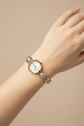 14K XINAER TEXTURED HEART-LINK COCKTAIL WATCH