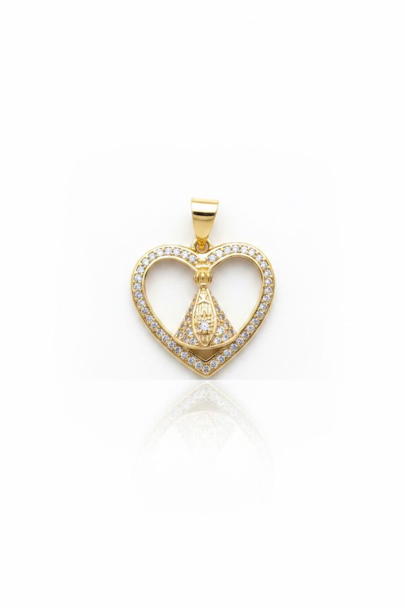 14K OUR LADY OF APARECIDA HEART PENDANT