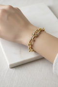 14K INSP TIFFANY HARDWEAR MEDIUM LINK BRACELET 18CM