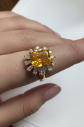 14K RADIANT-CUT YELLOW GEMSTONE BALLERINA COCKTAIL RING NB-01860032
