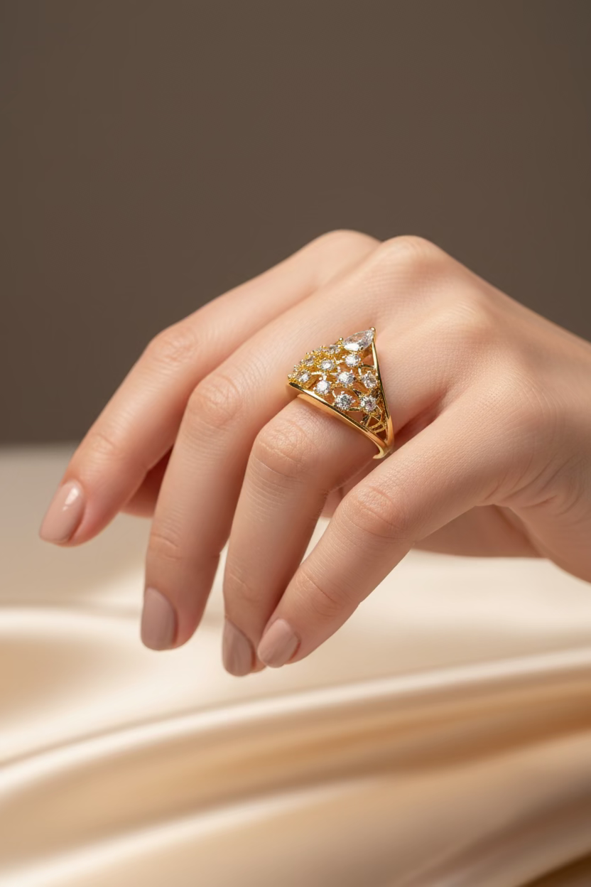 14K CLEAR FILIGREE TIARA RING X001170736