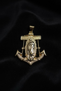 14K VIRGIN MARY GUADALUPE MARINER'S ANCHOR PENDANT QY549A