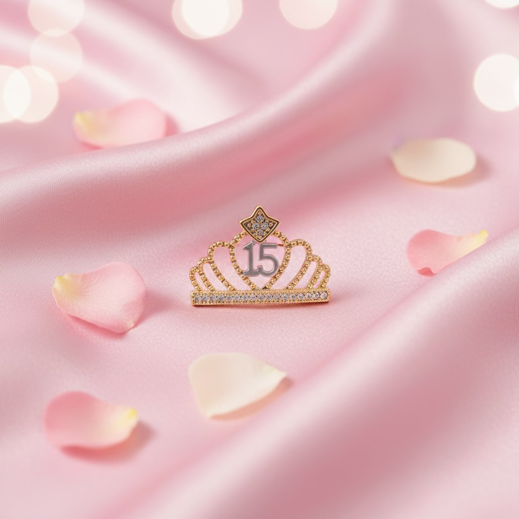 14K QUINCEAÑERA CROWN PENDANT