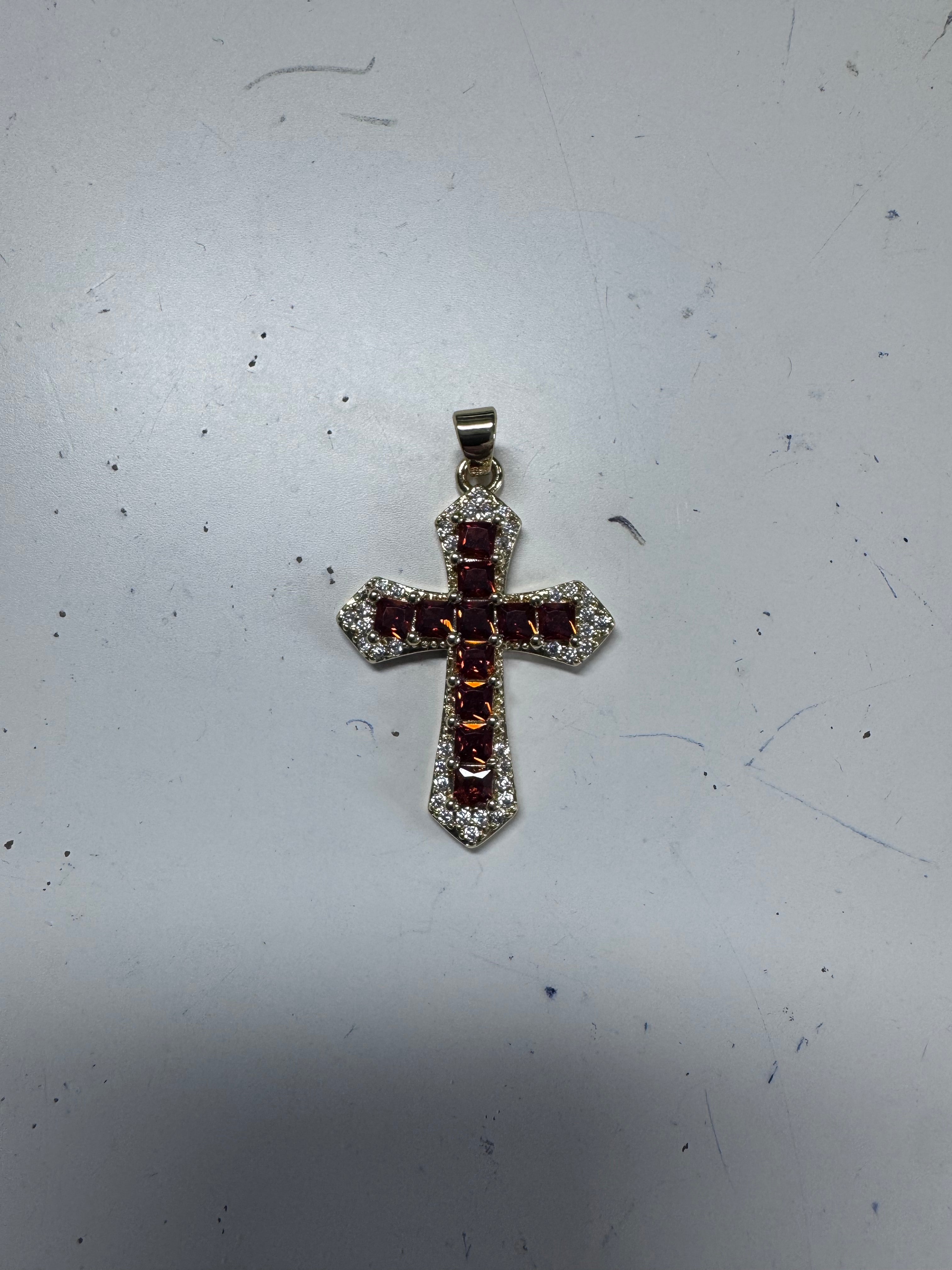 14K RED-ORANGE CROSS PENDANT YAH682G