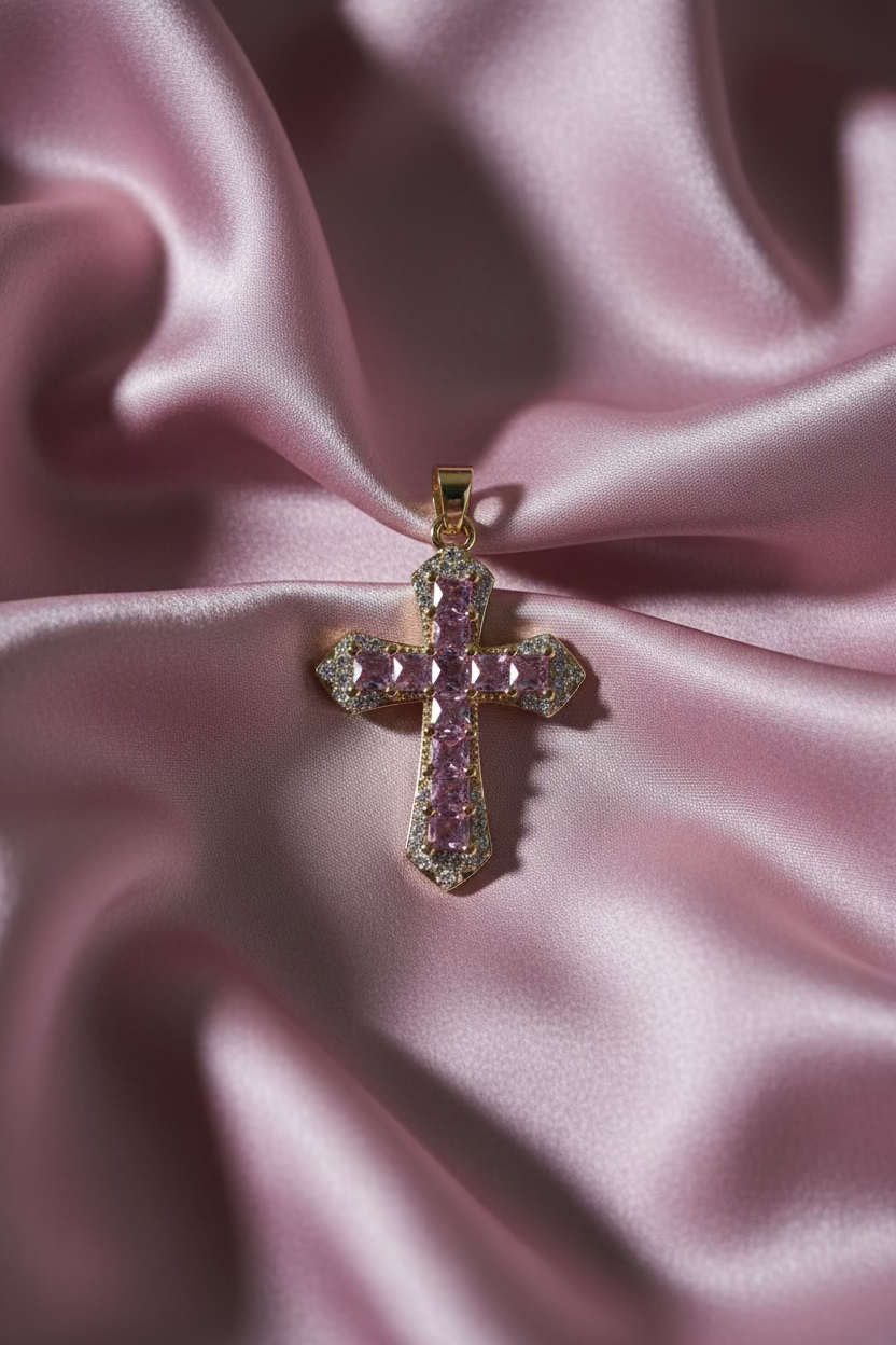 14 PINK CROSS PENDANT YAH682B