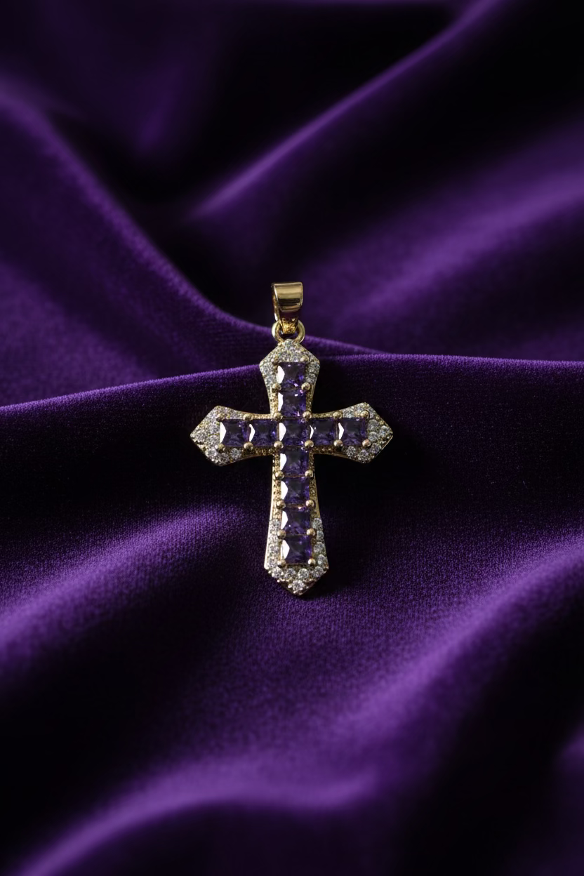 14 MEDIUM LAVENDER CROSS PENDANT YAH682C