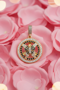 14K BLACK AND CLEAR SPINNER BUTTERFLY PENDANT