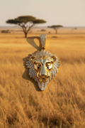 14K CLEAR ICED OUT LION HEAD PENDANT YAH335B