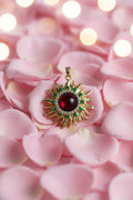 14K RD CABOCHON CELESTIAL SUNBURST PENDANT